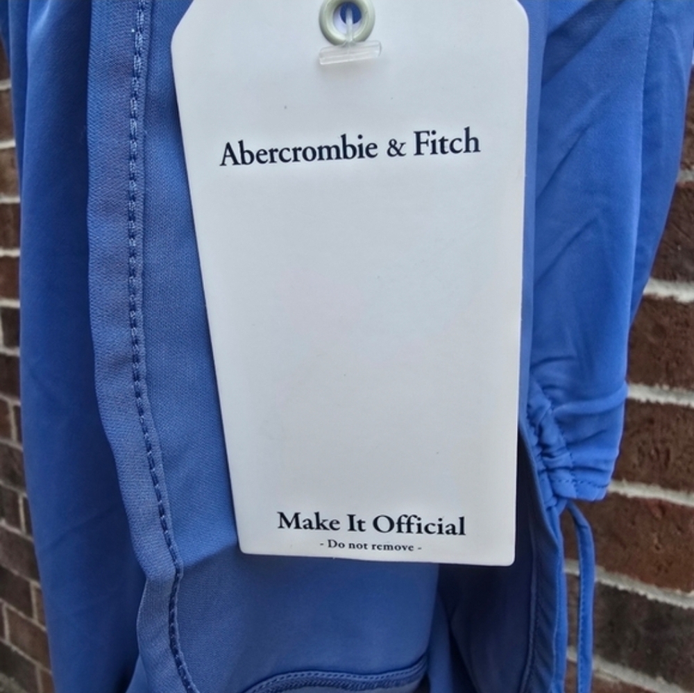 NWT Abercrombie & Fitch Blue One Shoulder Ruched Bodycon Dress Size S - Picture 8 of 11